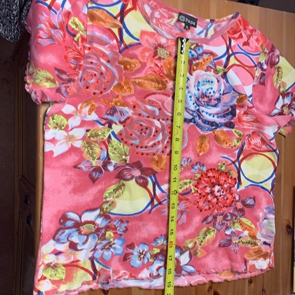 Papa Short Sleeve T shirt w Embellishments on the Front, Colourful - Picture 11 of 13